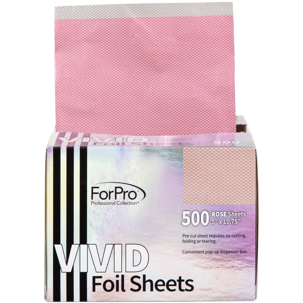 ForPro Vivid Rose Embossed Foil Sheets 500 Ct – Pop-Up Aluminum Foil for Hair Color & Highlights, 5”x10.75”, Food Safe, Professional Salon Use