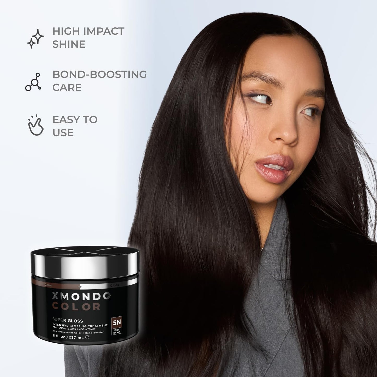 XMONDO Color 5N Dark Brown – Semi-Permanent, Bond Booster, Nourish & Repair, Vegan, 8 oz