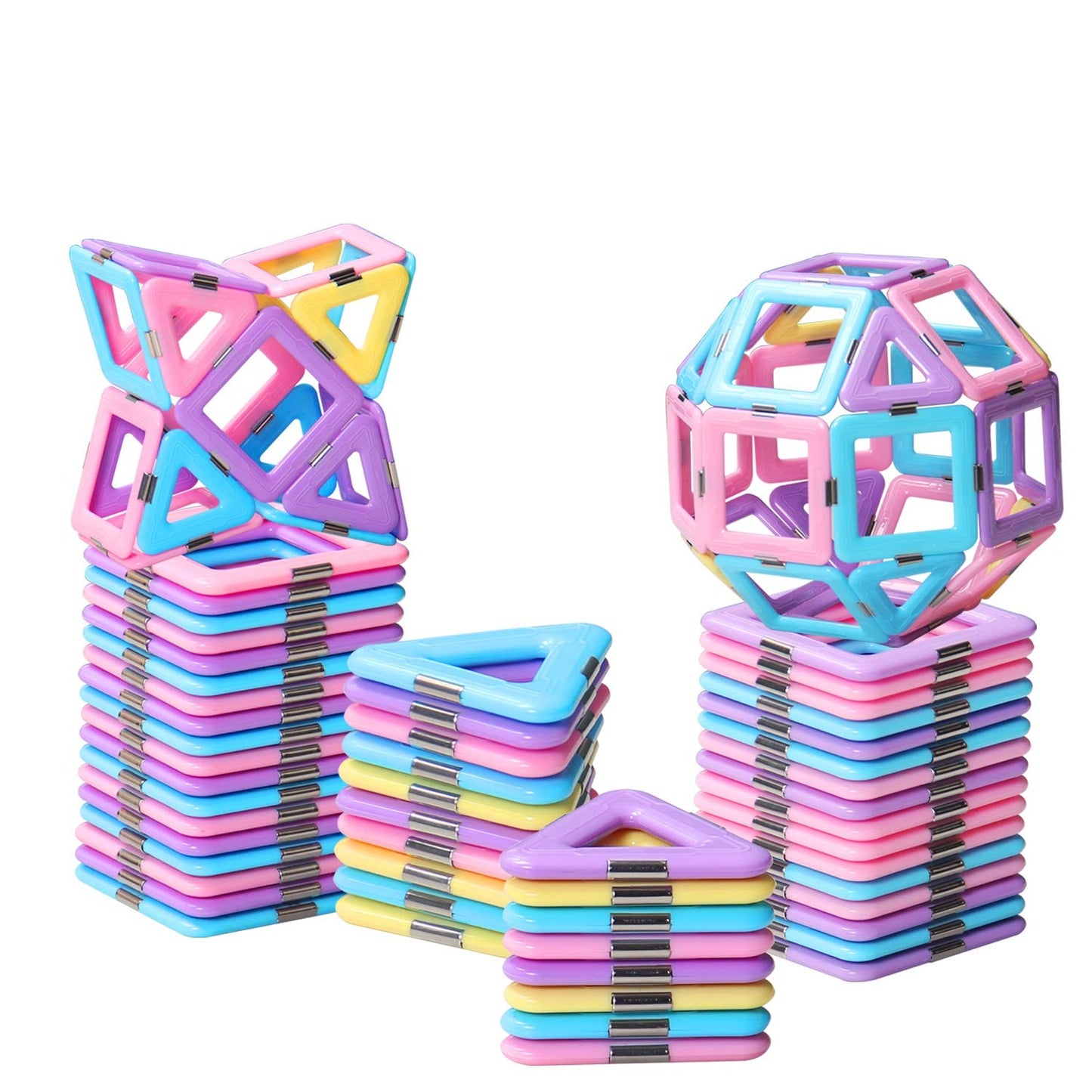 Magnetic Tiles Building Set for Kids 3-8+, STEM Castle Blocks, Macaron Colors, Creative Educational Toys, Birthday & Christmas Gift