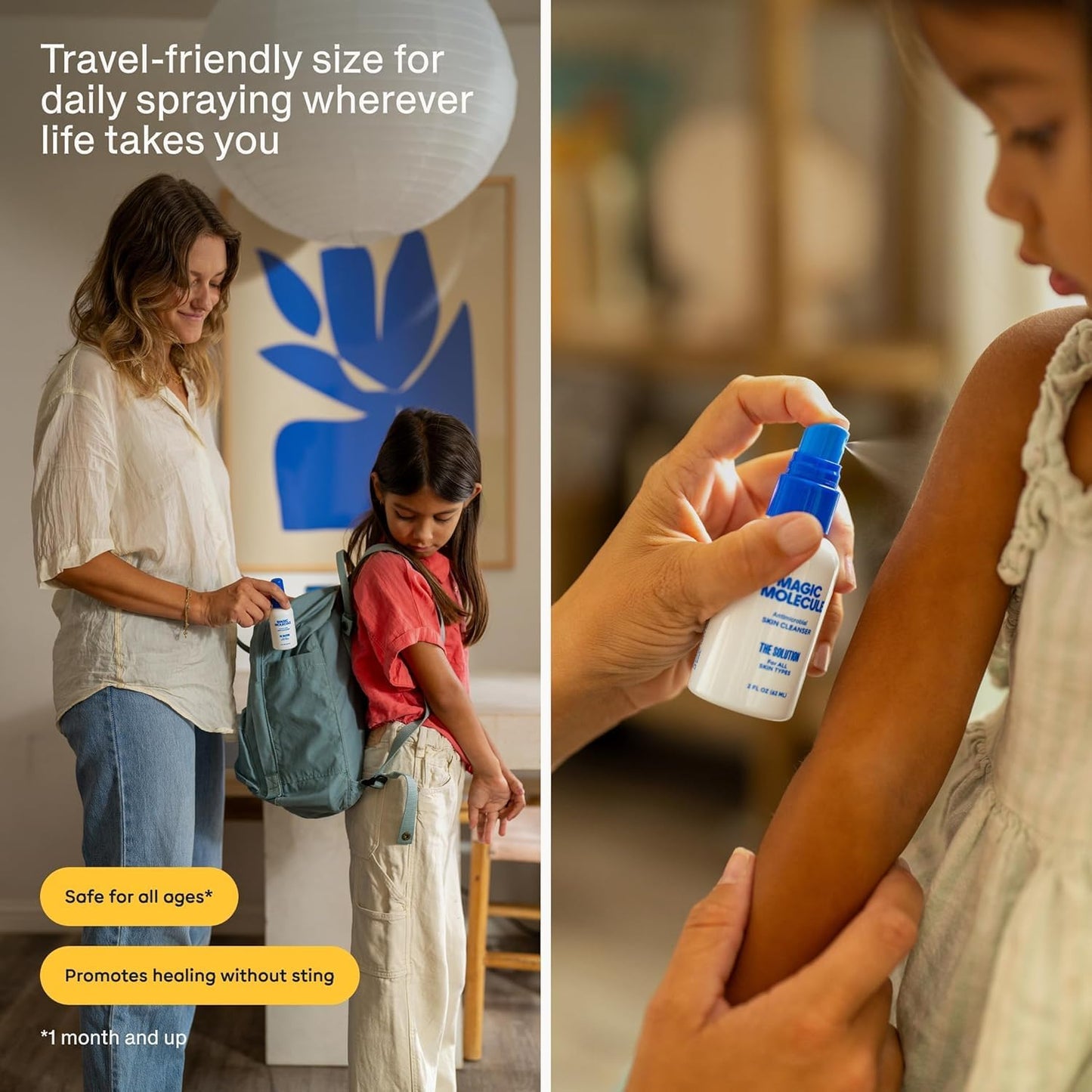 Magic Molecule Hypochlorous Acid Facial Mist – Soothes Redness & Irritation, Cleanses & Purifies – Home & Travel Bundle (8oz + 2x3.4oz)