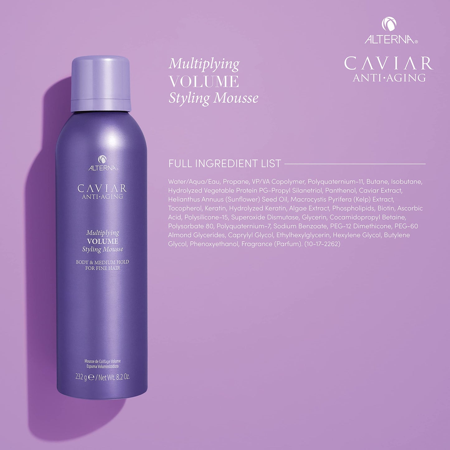 Alterna Haircare CAVIAR Anti-Aging Volume Styling Mousse 8.2 oz | For Fine, Thin Hair | Medium Hold | Adds Instant Volume & Thickness | Sulfate-Free