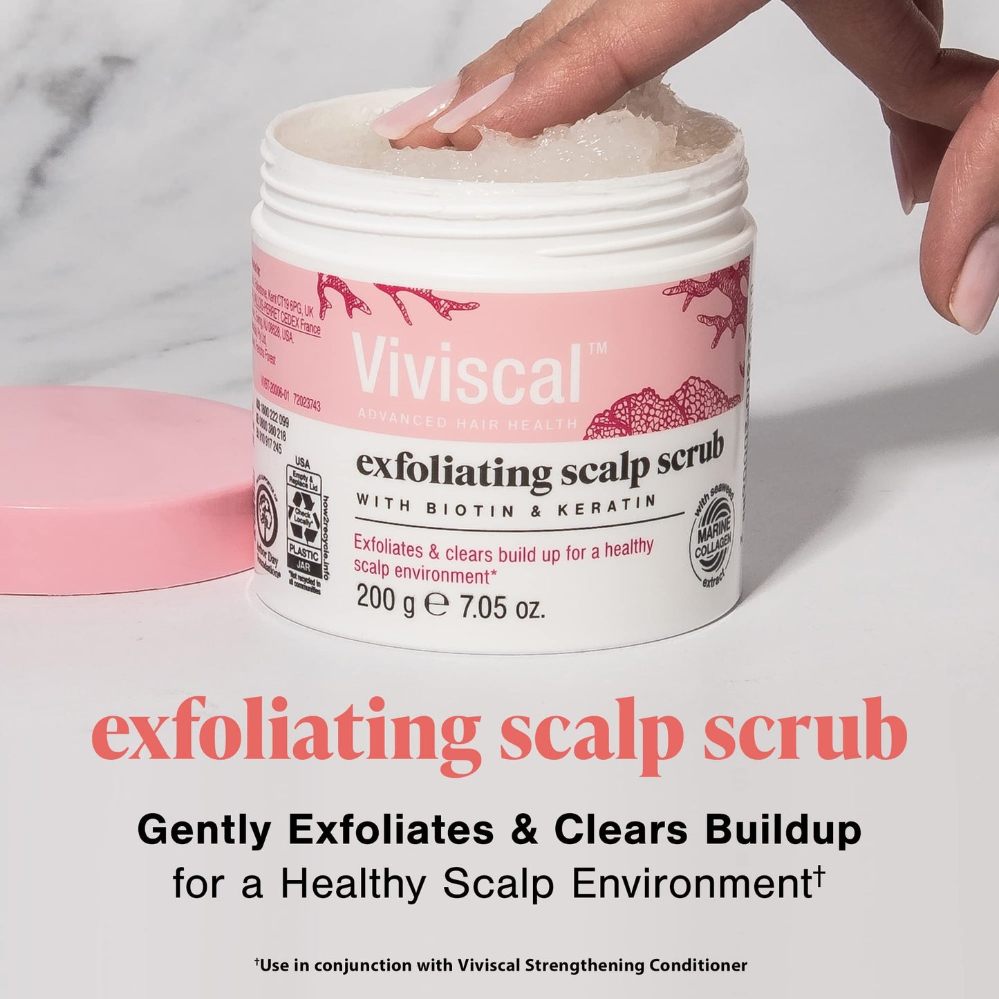 Viviscal Exfoliating Scalp Scrub, Clarifying Scrub with Biotin & Keratin, Promote Fuller & Healthier Hair Growth, Gentle Exfoliating Scalp Treatment, 200g (7.05 oz.)