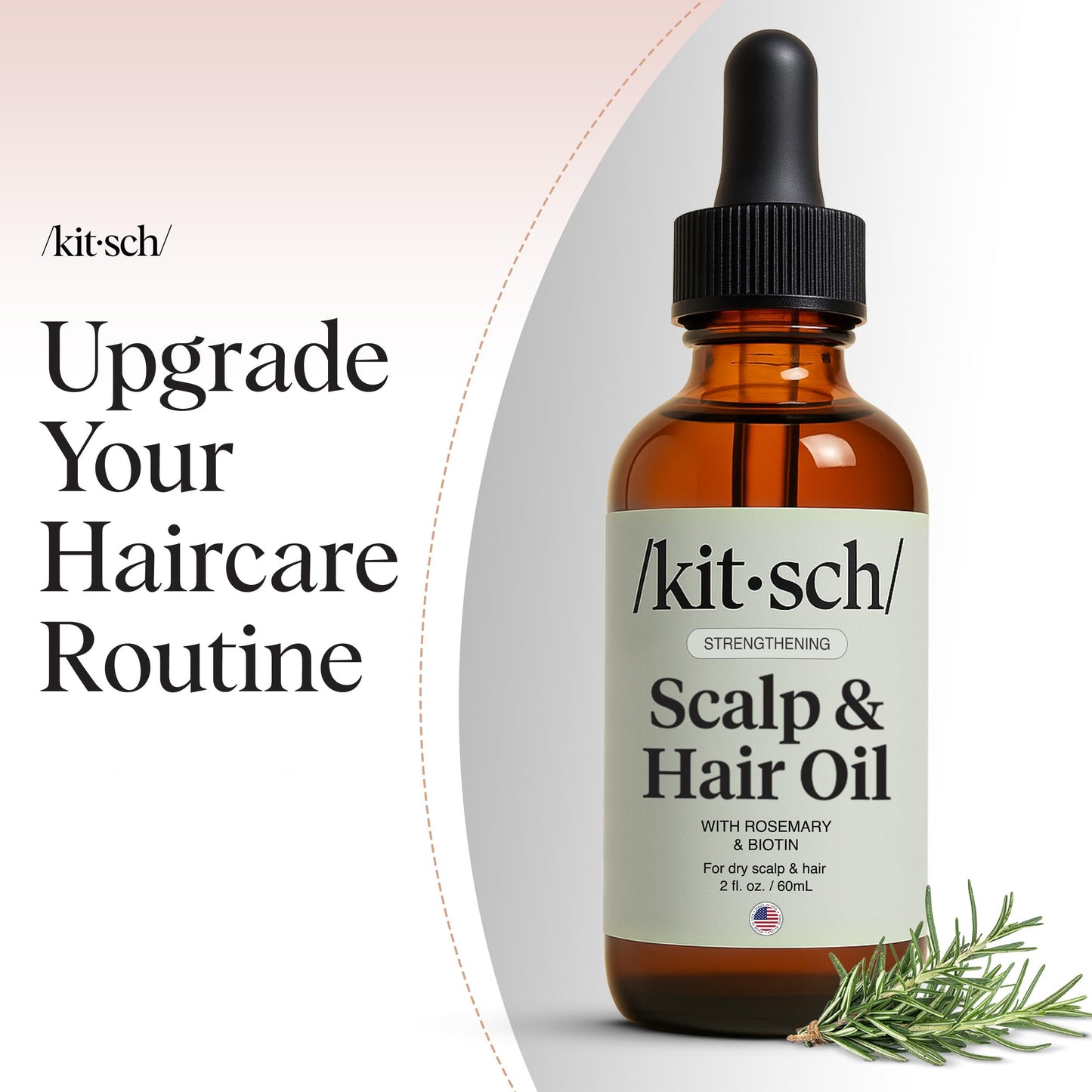 Kitsch Rosemary Oil Pre-Wash Strengthening Hair Oil with Castor, Biotin, Jojoba, Lavender Scent, 60ml