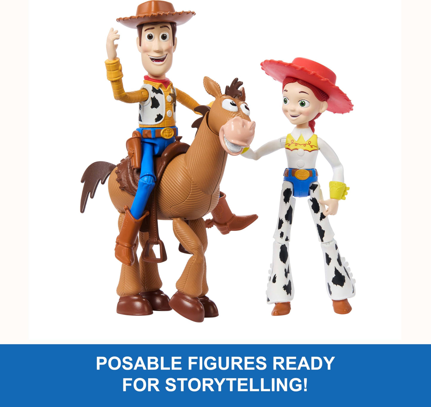 Mattel Disney Pixar Storytellers Toy Story 3-Pack of Woody, Jessie & Bullseye, 4-inch Authentic Posable Figures, Key Character Collectibles