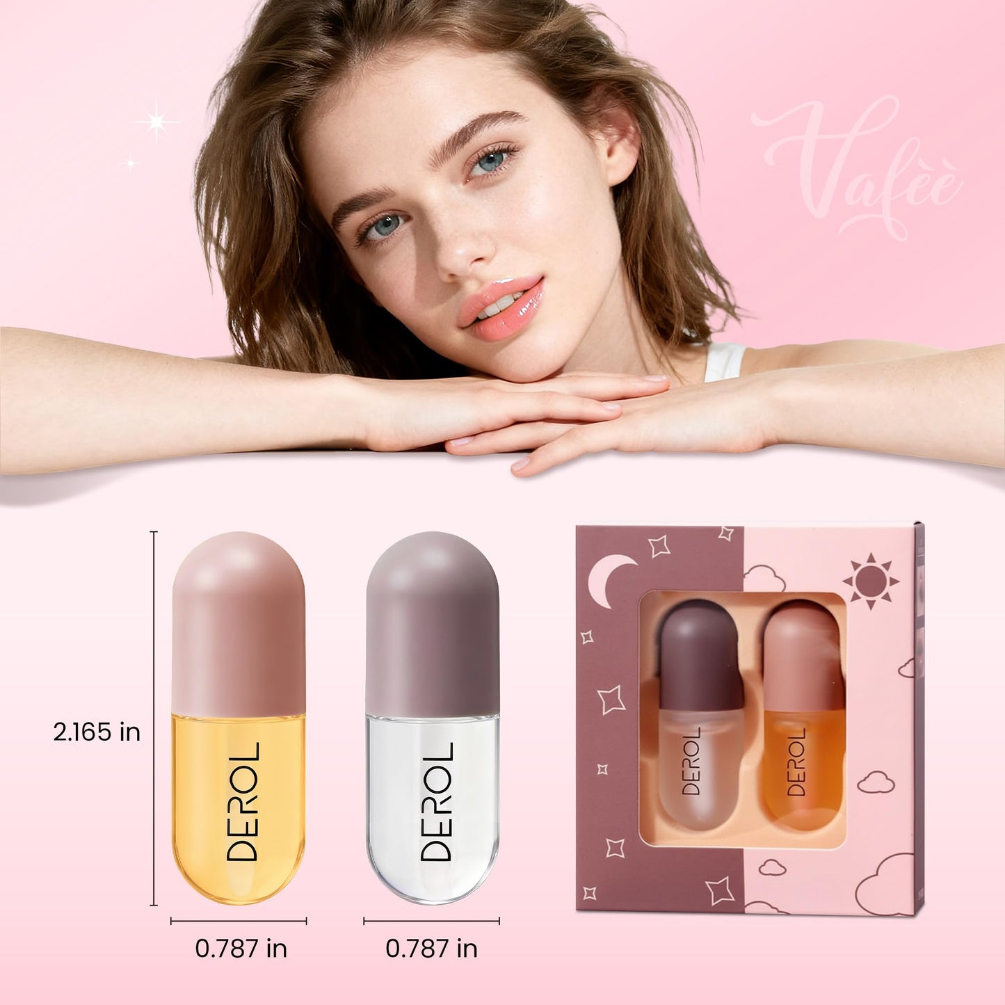 DEROL Lip Plumper by Vafee – Natural Lip Enhancer & Hydrating Serum, Reduces Fine Lines for Fuller, Beautiful Lips, 5.5ML