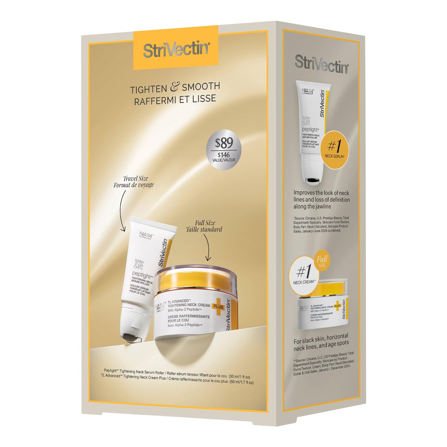 StriVectin Tighten & Smooth Neck Cream and Neck Serum Roller Anti-aging Skin Care 2-Piece Set