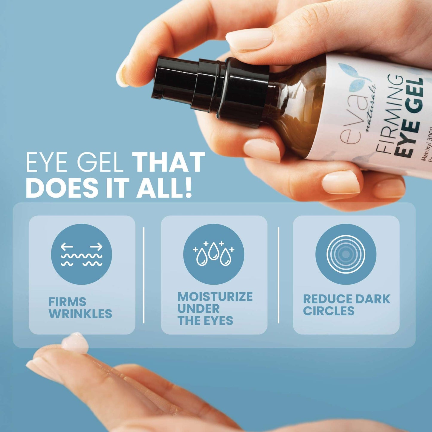 Eva Naturals Eye Gel – Anti-Aging Under Eye Treatment with Peptides, Hyaluronic Acid & Botanicals for Dark Circles, Puffiness & Wrinkles, 2 oz
