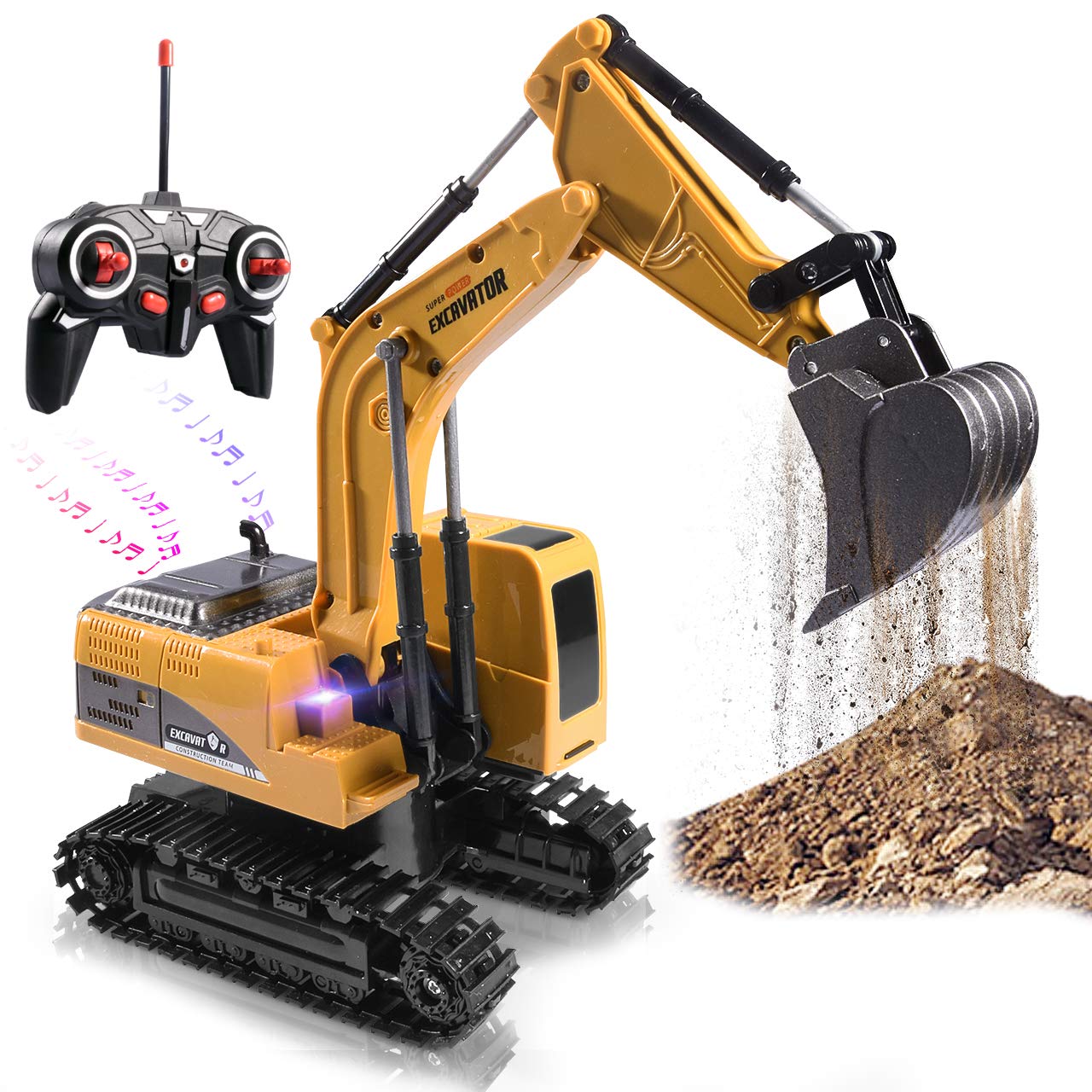 Onadrive Remote Control Excavator Toy – Rechargeable Hydraulic Digger Truck, Educational Engineering Toy for Kids Ages 3-8