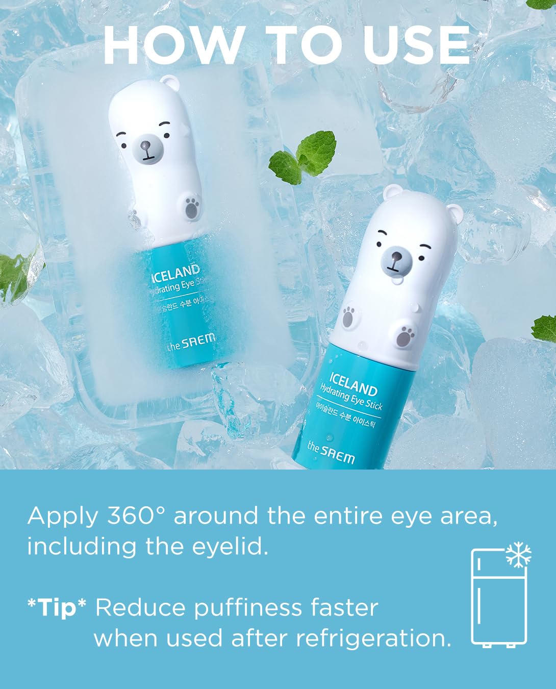 The SAEM Iceland Hydrating Eye Stick 0.24oz – Cooling Under Eye Balm for Dark Circles, Puffiness, Wrinkles & Moisturizing, Aqua Scent