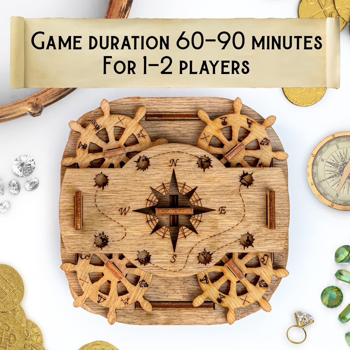 iDventure Cluebox Davy Jones Locker – 3D Wooden Puzzle Box, Escape Room Brain Teaser, Gift Idea & Money Box for Adults, Men, Birthday Fun