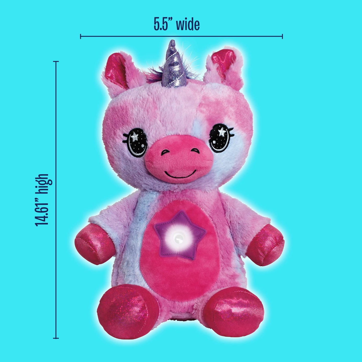 Ontel Star Belly Dream Lites Unicorn – Plush Night Light, Glowing Stars & Shapes in 6 Colors, Pink & Purple Stuffed Animal