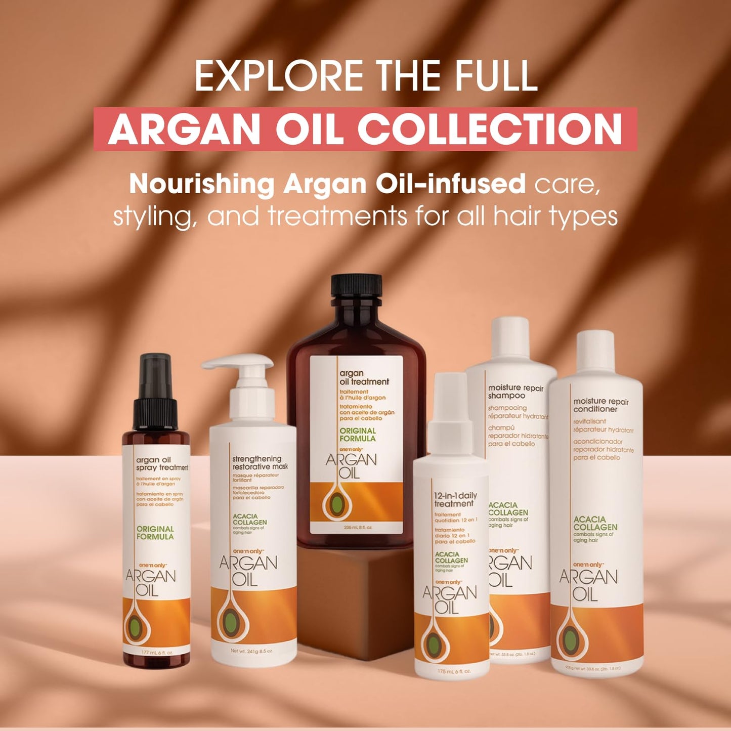 One 'N Only Argan Oil Hair Treatment 8 oz – Lightweight Hydrating Oil for Natural Hair, Wigs & Extensions – Adds Shine, Controls Frizz & Protects from Heat