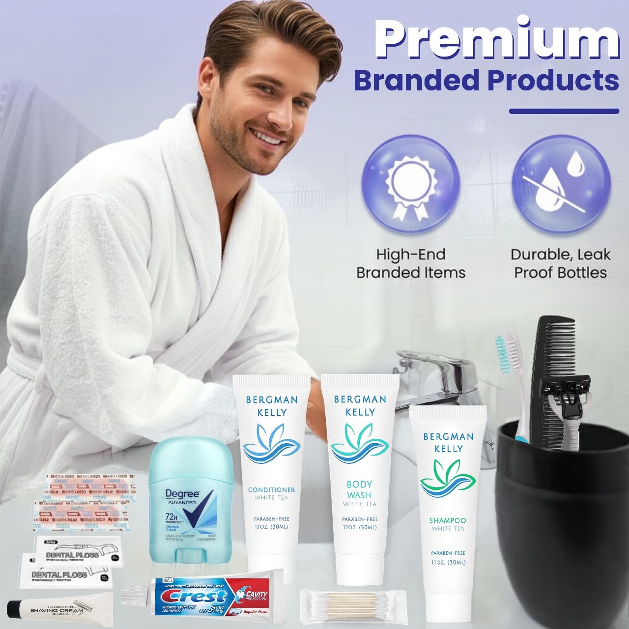 TrekTote Travel Toiletry Kit for Men – 12-Piece TSA-Compliant Set with Shampoo, Conditioner, Body Wash & Travel Bag Essentials