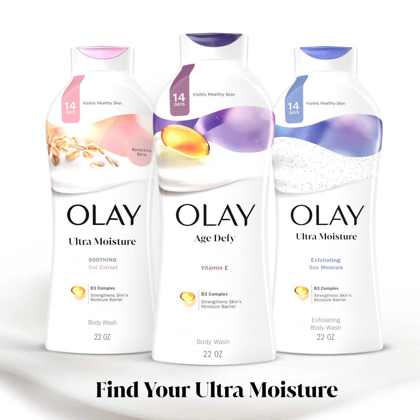 Olay Age-Defying Body Wash for Women, 24hr Moisture, Vitamin E & B3, Hydrating & Refreshing, Paraben-Free, 22 fl oz, 2-Pack