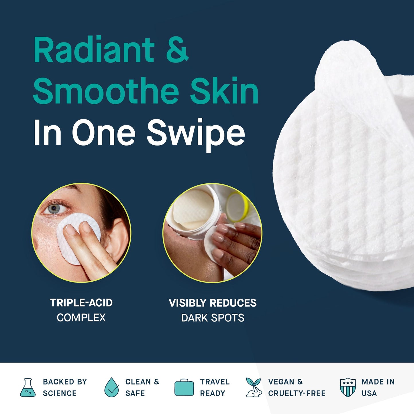 SLMD by Dr. Pimple Popper AHA BHA Toner Pads with Salicylic, Glycolic & Lactic Acid – Daily Face & Body Exfoliating Acne Treatment