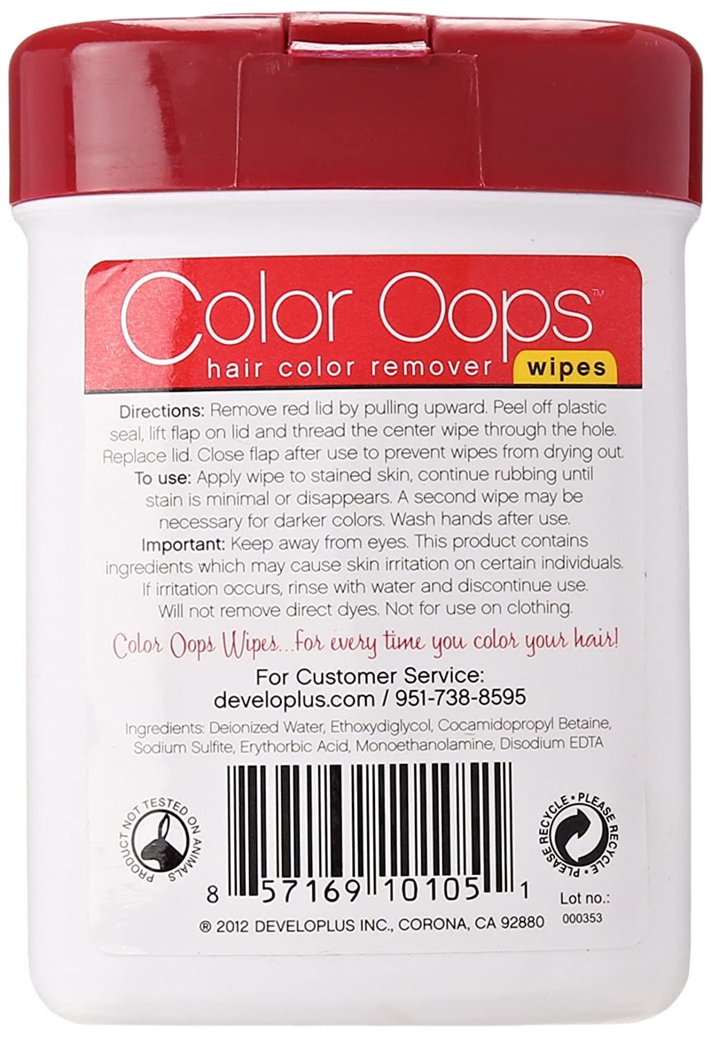 Color Oops Hair Color Remover Wipes 10 ea (Pack of 5)