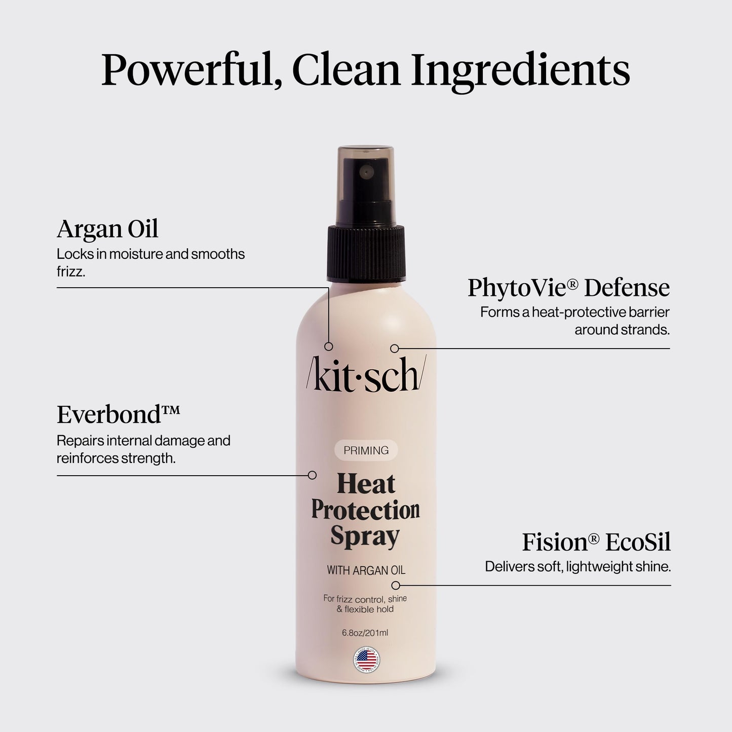 Kitsch Heat Protectant Spray for Hair with Argan Oil – Shields Up to 450°F – Fights Frizz, Adds Shine & Prevents Damage – 6.8 fl oz