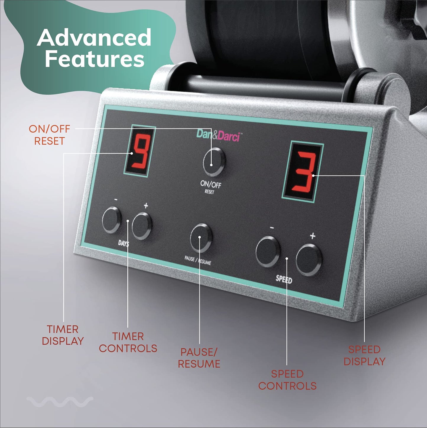 Dan&Darci Professional Rock Tumbler Kit with Digital Timer & 3 Speeds – Turn Rocks into Gems | STEM Science & Geology Toy for Kids