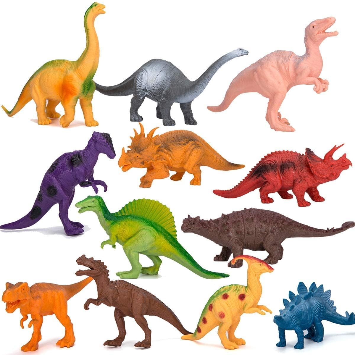 12-Pc Jumbo Dinosaur Toys for Kids 3-5 – Realistic STEM Educational Dinosaur Figures Playset for Boys & Girls Toddlers