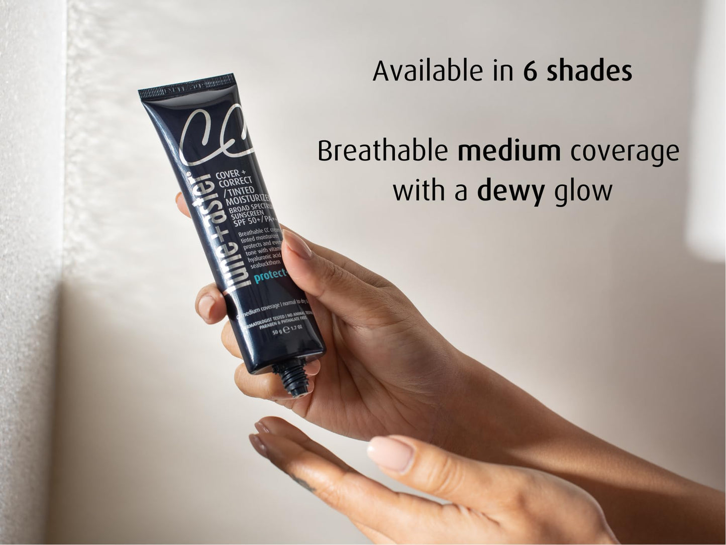 Lune+Aster CC Cream Broad Spectrum SPF 50/PA+++ - Medium - Medium coverage CC Cream with SPF 50 creates a dewy glow