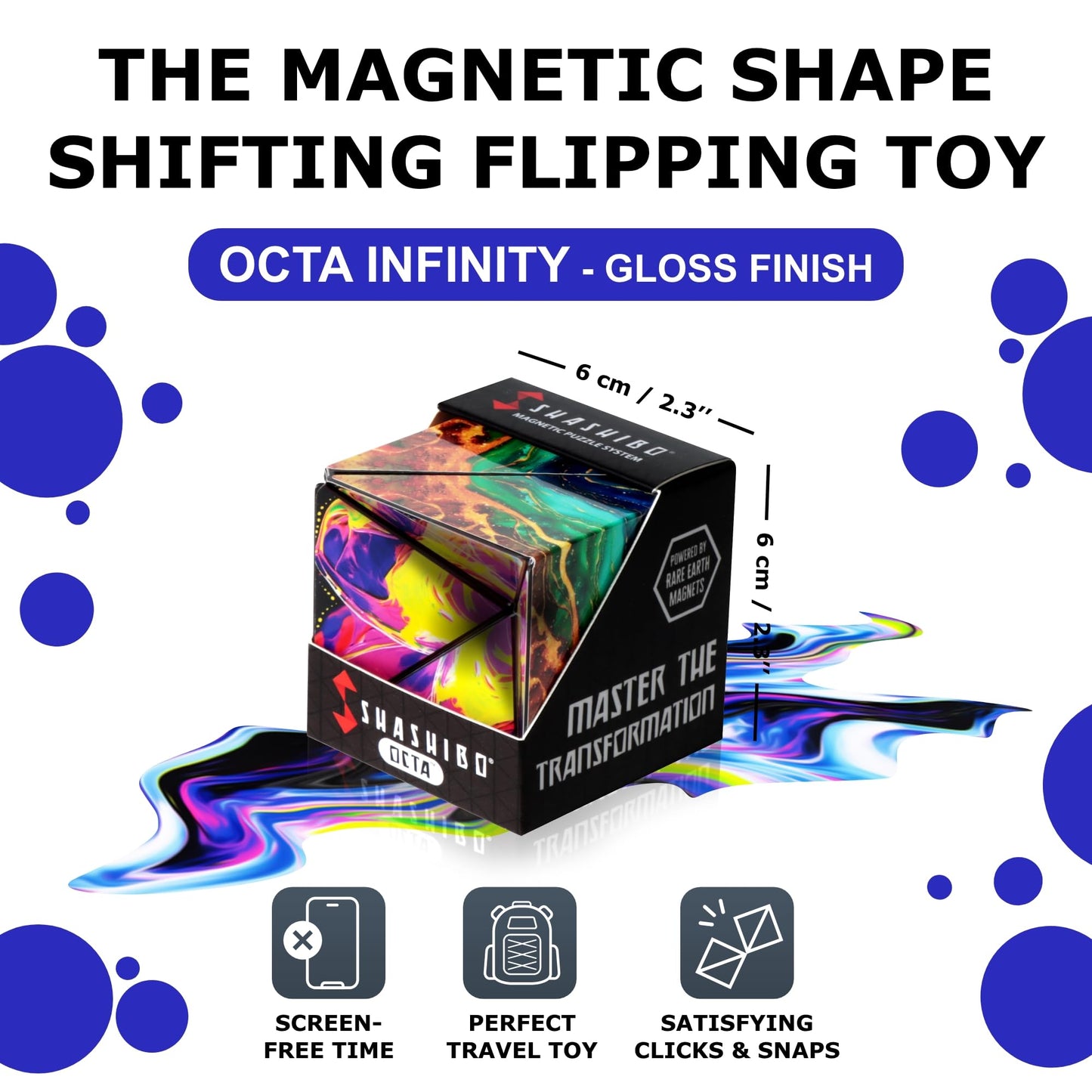 Shashibo OCTA Shape Shifting Fidget Toy – Magnetic STEM Brain Teaser for Kids 8-12, Teens & Adults, Endless Shapes, Compatible with All Cubes