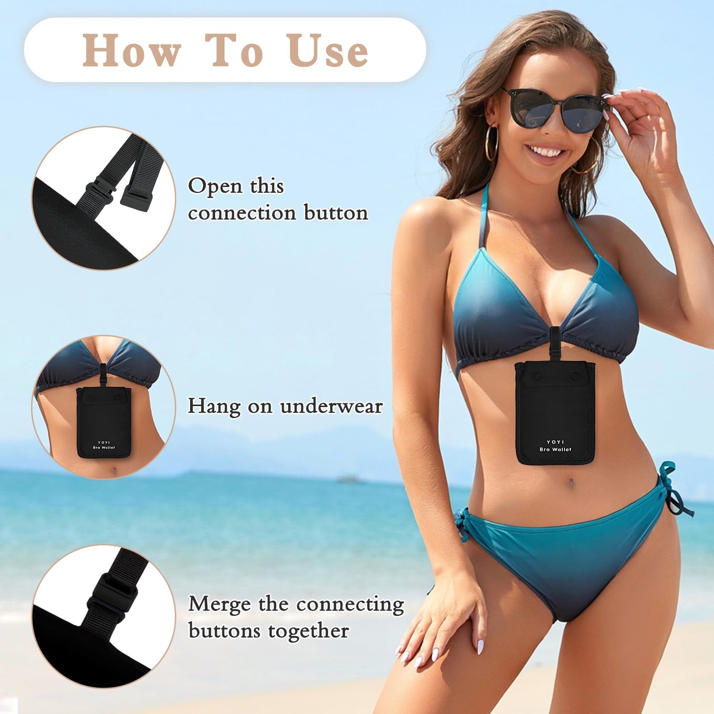 YOYI YOYI Bra Wallet – Hidden Money Pouch with RFID Fabric, Secret Stash Pocket & Neck Strap for Secure Cash, Cards & Valuables