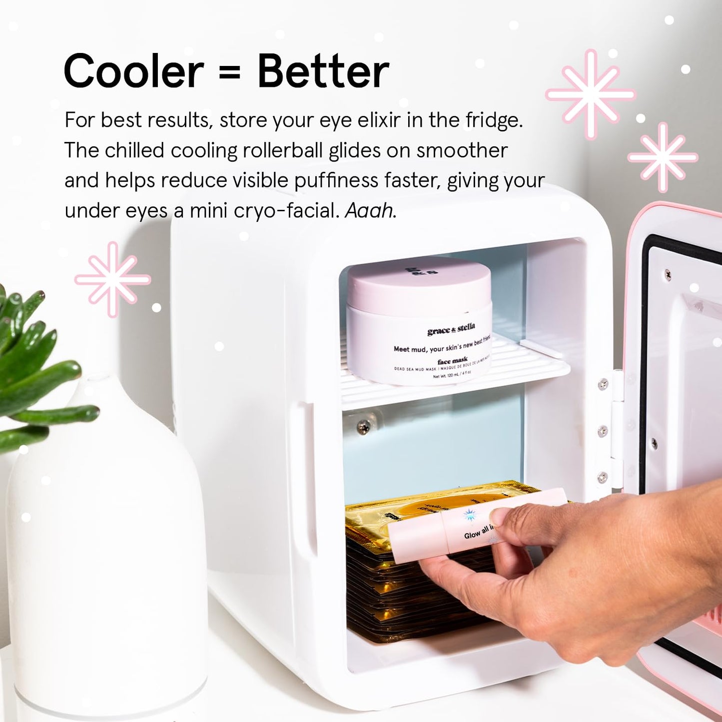 Grace & Stella Under Eye Brightener Roller - Travel Size Eye Serum with Retinol & Caffeine for Puffiness, Dark Circles & Wrinkles, Vegan 15ml