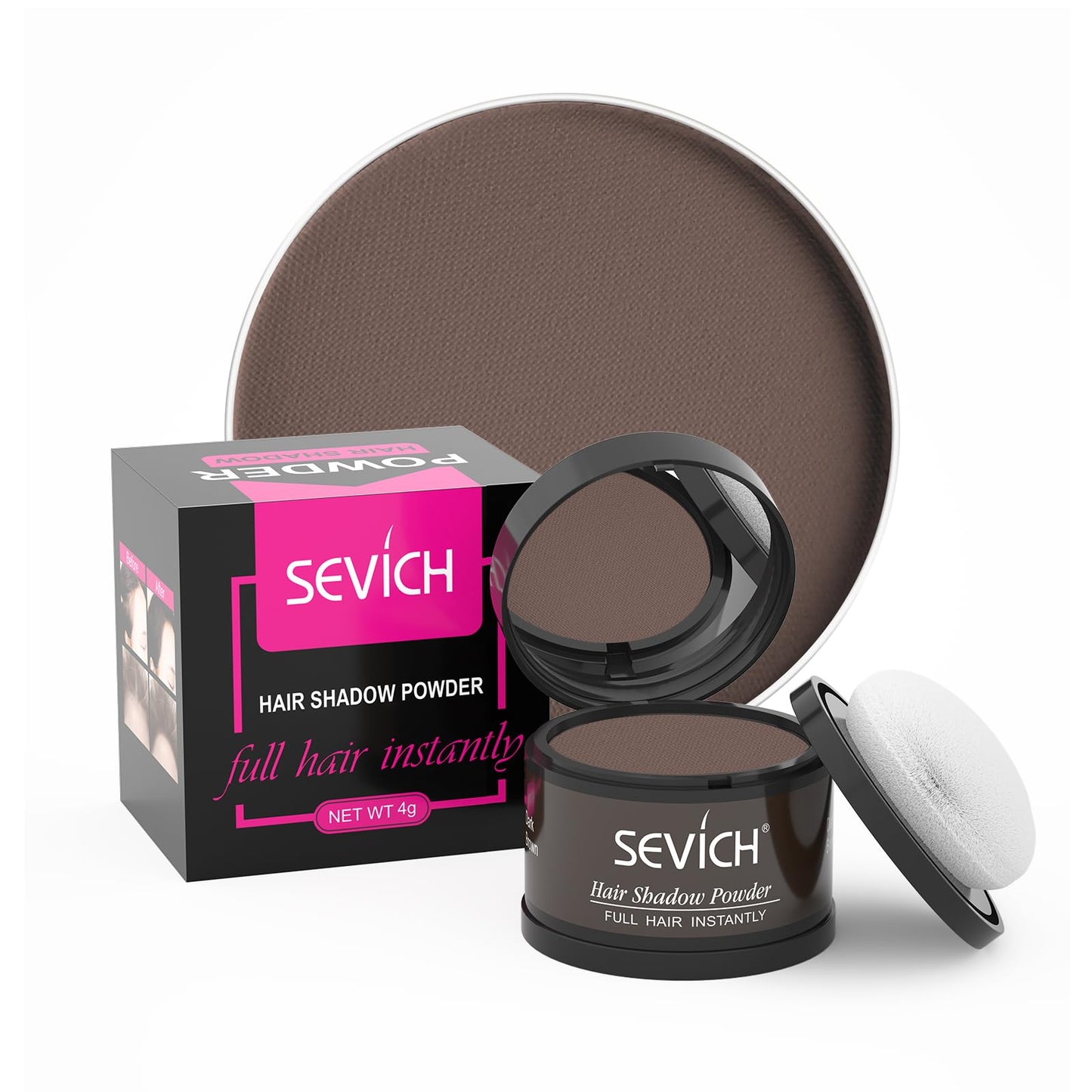 SEVICH Hairline Shadow Powder – Instant Grey Root Concealer for Hairline, Beard & Eyebrows | Covers Thinning Areas, Wind & Sweatproof, Dark Brown