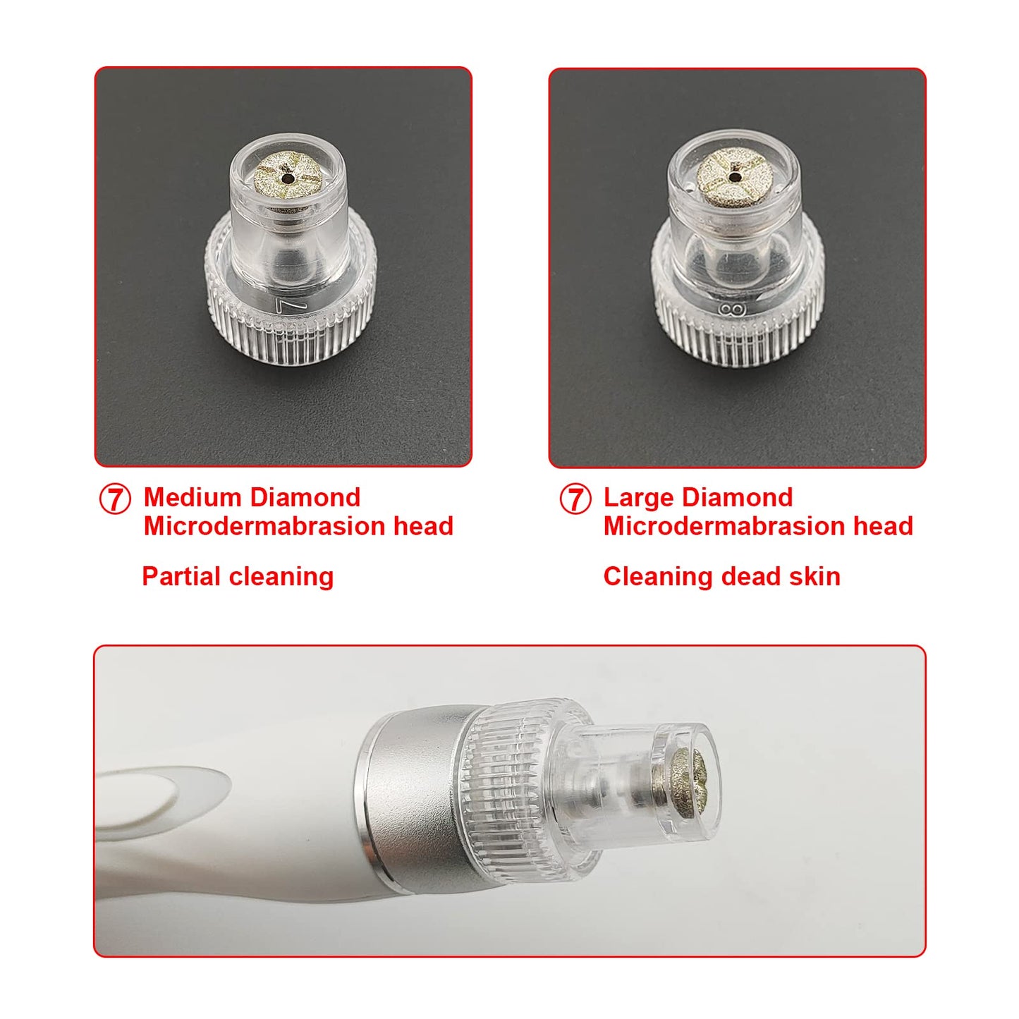 Face Care Machine Replacement Tips – 6 Hydra Dermabrasion, 2 Diamond Microdermabrasion, 1 Spray Cap for Aqua Peel & Water Scrub