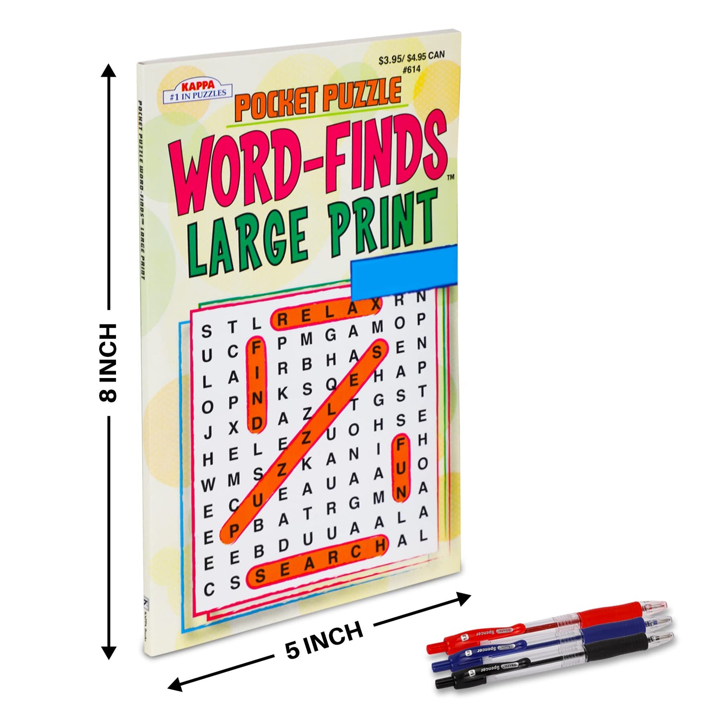 5-Pack Travel-Size Sudoku & Word Search Puzzle Books – 450+ Puzzles, Large Print, Brain Stimulation for Adults & Seniors, 8"x5" Digest