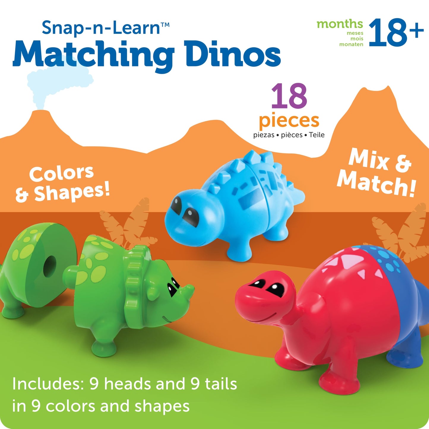 Learning Resources Snap-n-Learn Dinosaur Toys – Mini Figures, Matching Game, Sensory Bin, Toddler Travel, Montessori Counting & Motor Skills