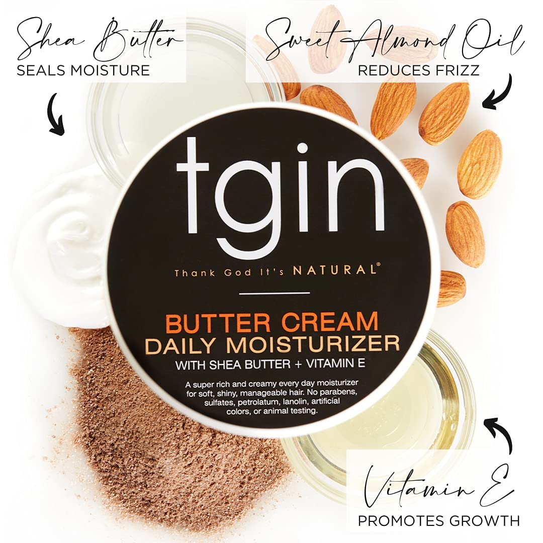 tgin Butter Cream Daily Moisturizer for Curly, Coily and Wavy Hair, Rich Moisture for Dry Hair and Defined Curls, 12 oz