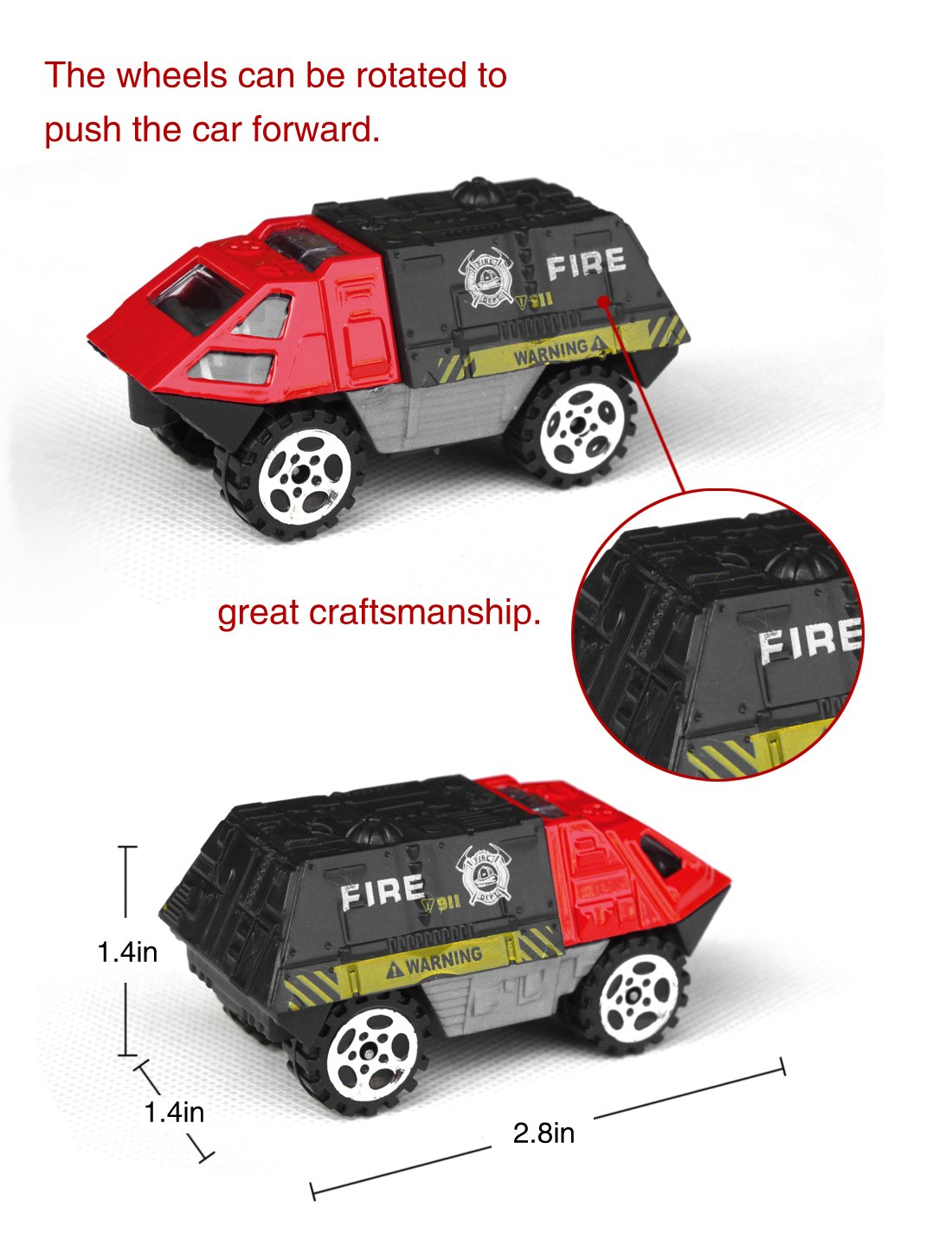 Tianmei 6-in-1 Fire Rescue Vehicle Set, 1:87 Alloy Diecast Cars & Helicopter, Fire Truck, Ambulance Toy Collection for Kids (6 Pieces)