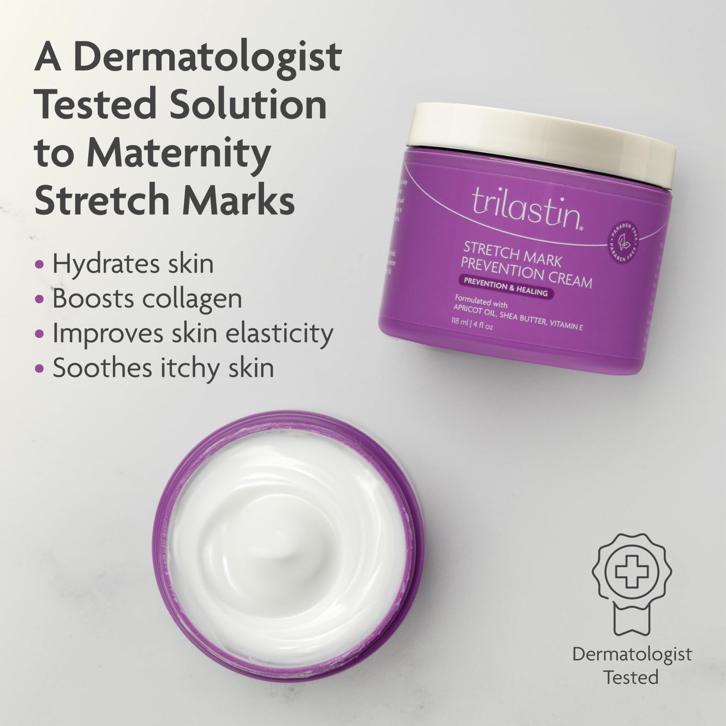 TriLASTIN Stretch Mark Cream for Pregnancy, 4 fl oz – Citrus Scent, Pregnancy Belly & Stretch Mark Prevention, Paraben-Free