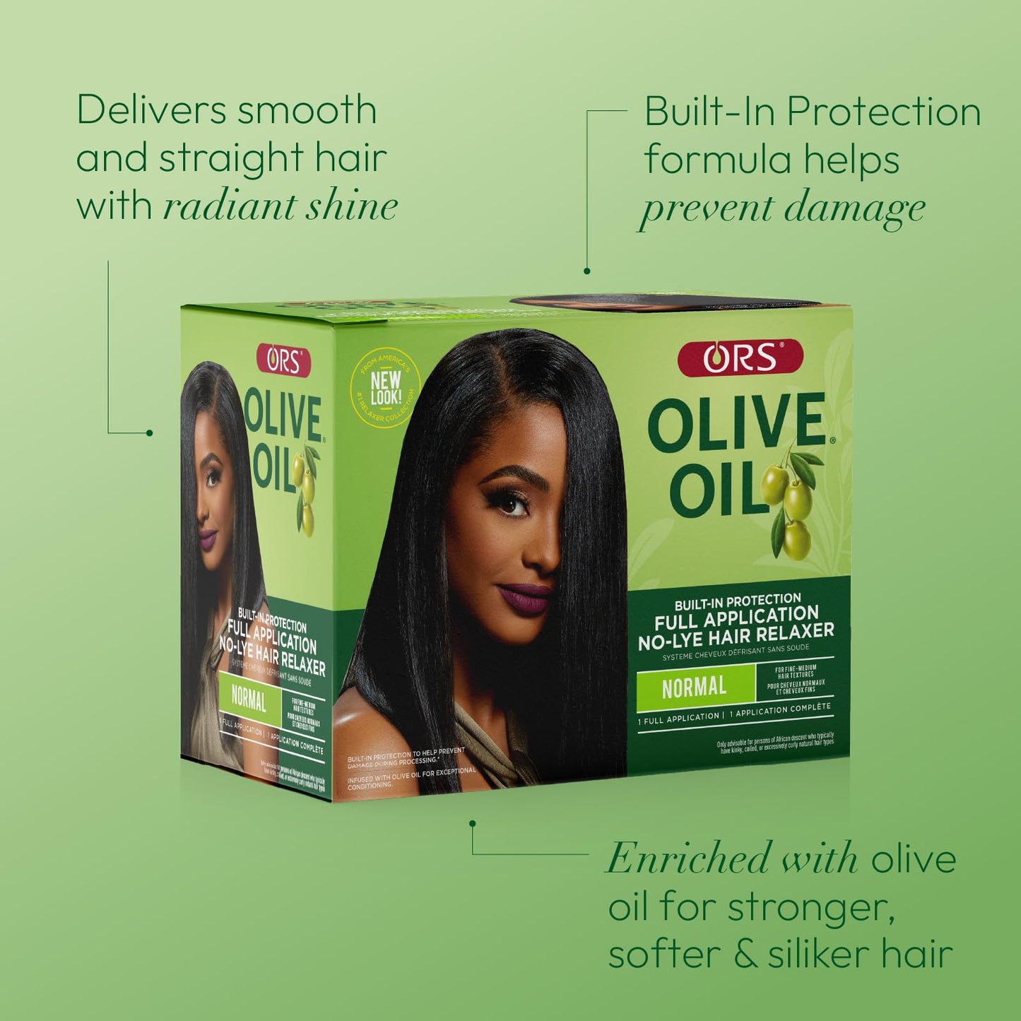 ORS Olive Oil Built-In Protection Full Application No-Lye Hair Relaxer Normal Strength (Pack of 1)