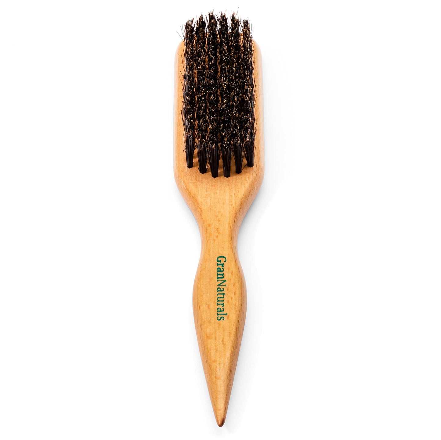 GranNaturals Boar Bristle Slick Back Brush for Sleek Ponytails & Buns – Smooths Flyaways, Baby Hairs & Edges, with Rat Tail for Parting