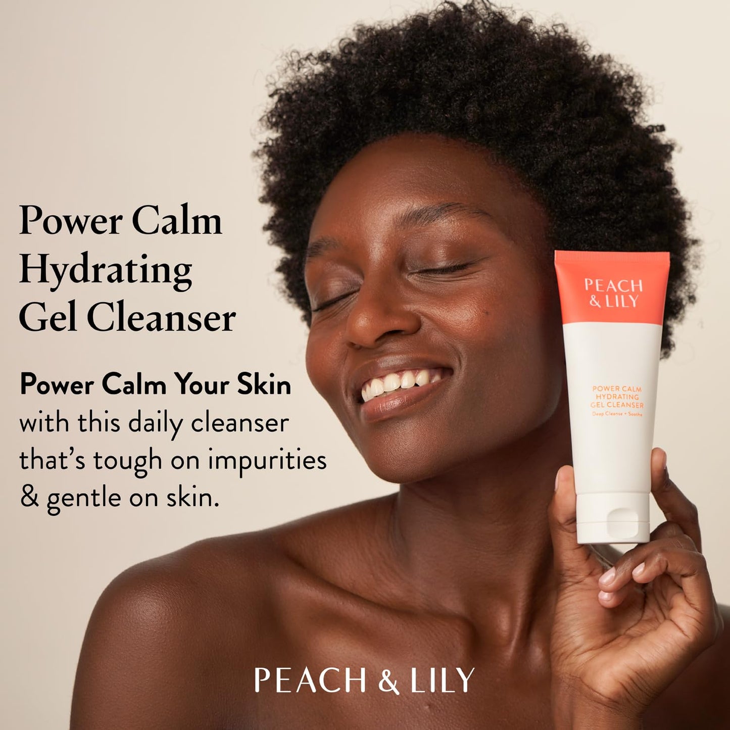 Peach & Lily Power Calm Hydrating Gel Cleanser - Korean Skincare Face Wash for All Skin Types, Vegan, Fragrance-Free, 100ml Travel Size