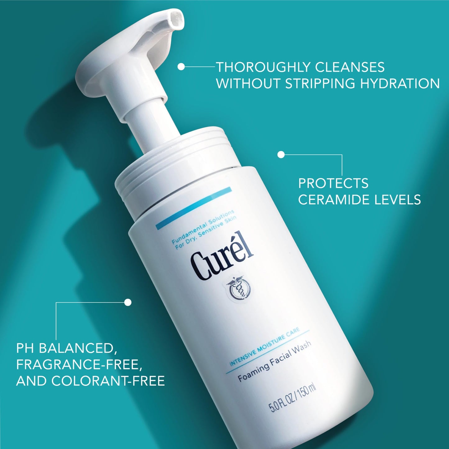 Curel Foaming Daily Face Wash for Sensitive Skin – Hydrating, pH-Balanced, Fragrance-Free Cleanser for Dry Skin, 5 oz
