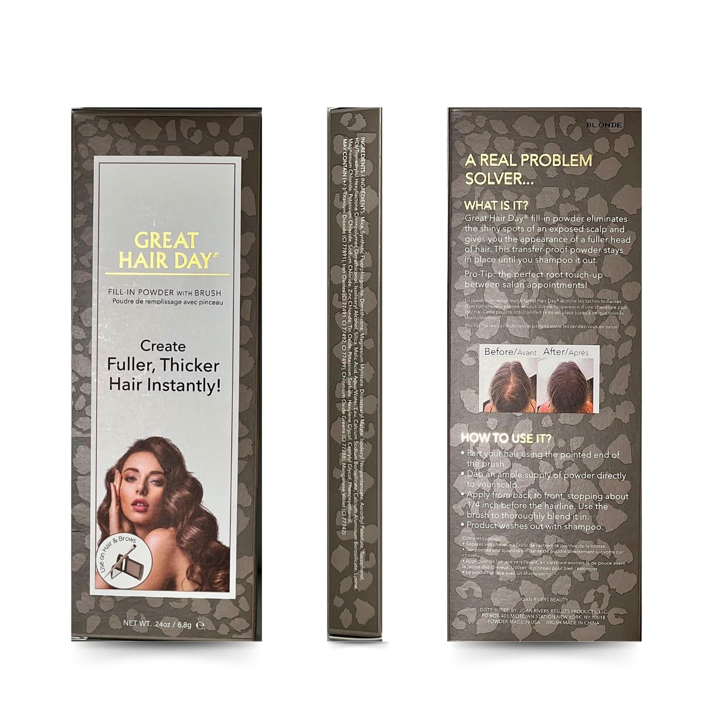 Joan Rivers Great Hair Day Root Touch Up Powder Duo - Fill-in Powder for Thicker, Fuller Looking Hair (Blonde)