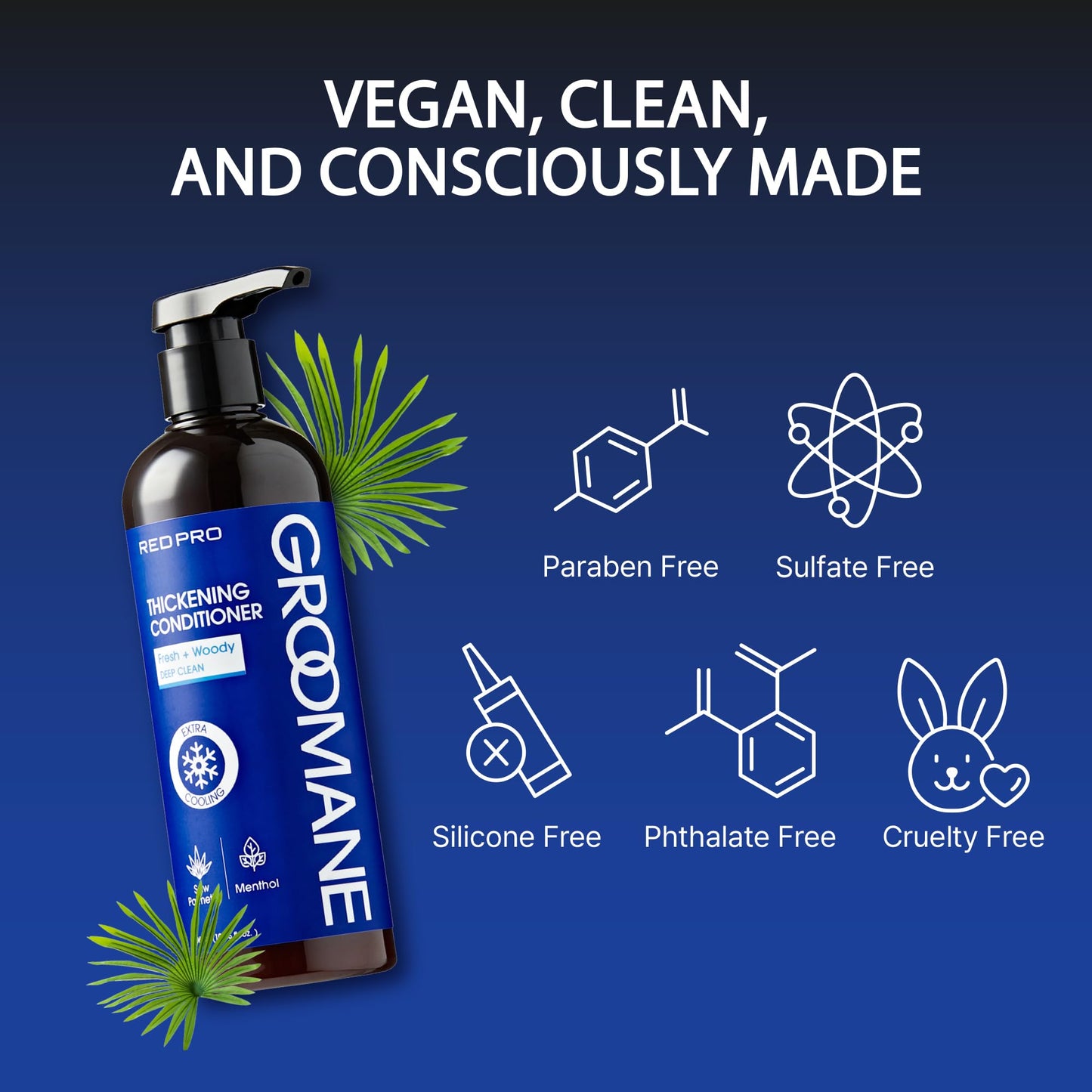 RED Pro GROOMANE Men’s Hair Conditioner with Biotin & Caffeine – Thickening, Anti-Hair-Loss, Scalp Moisturizer & Menthol Cooling, 12oz