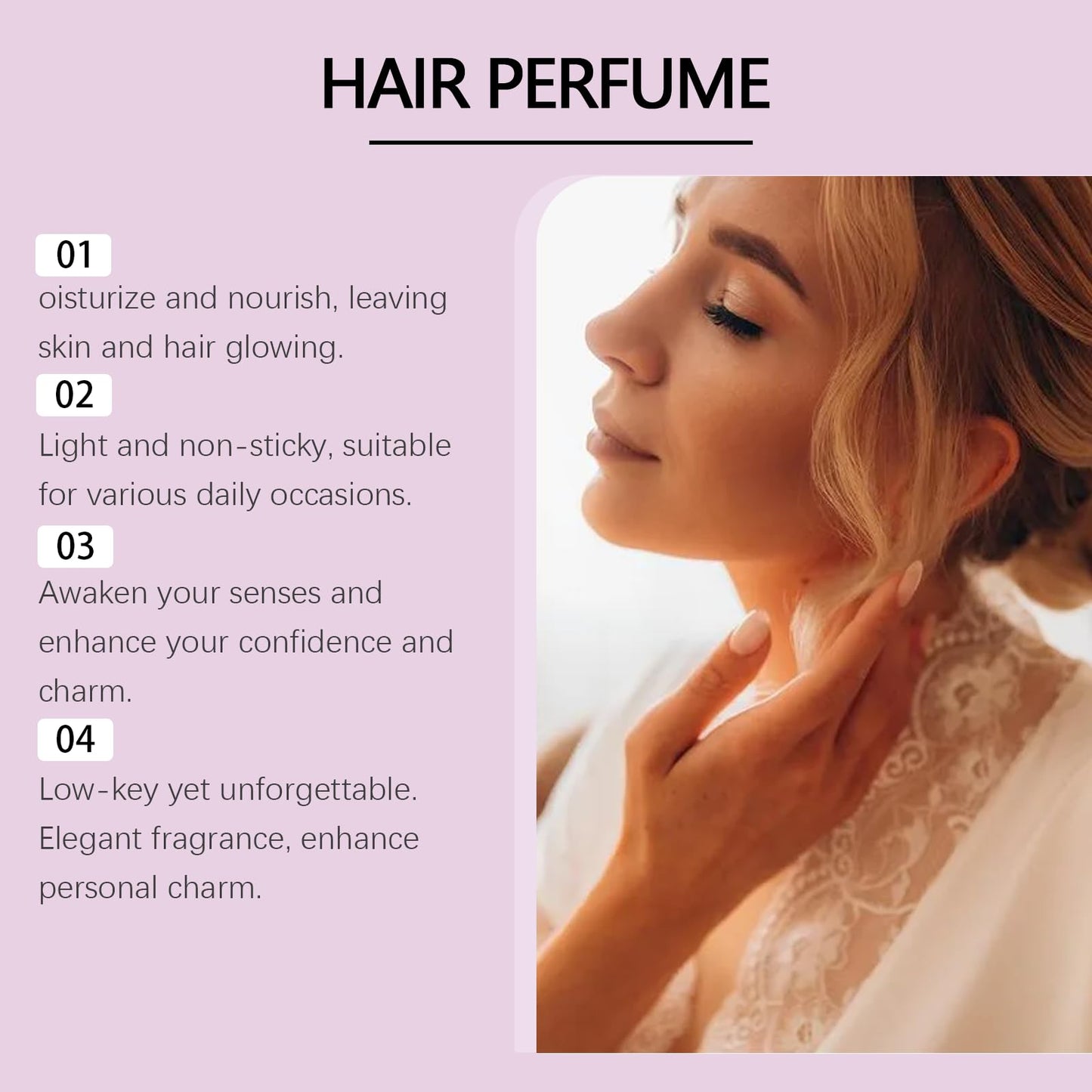 ZANGLEX Hair Perfume for Women, Long-Lasting Sweet Rose Floral Scent with Pheromone Oil, Castor Oil & Vitamin E for Shiny, Nourished Hair, 1.69 fl oz