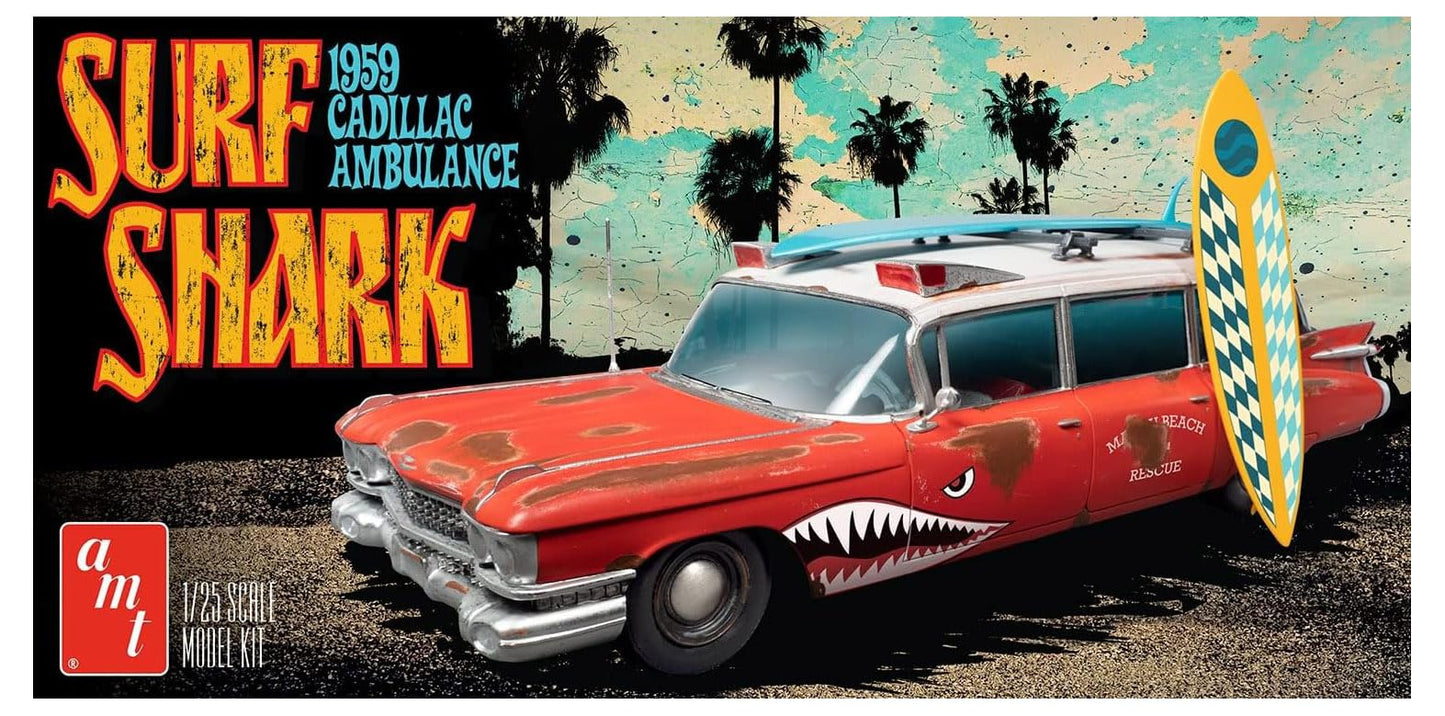 AMT Skill 2 Model Kit 1959 Cadillac Ambulance Surf Shark 1/25 Scale Models