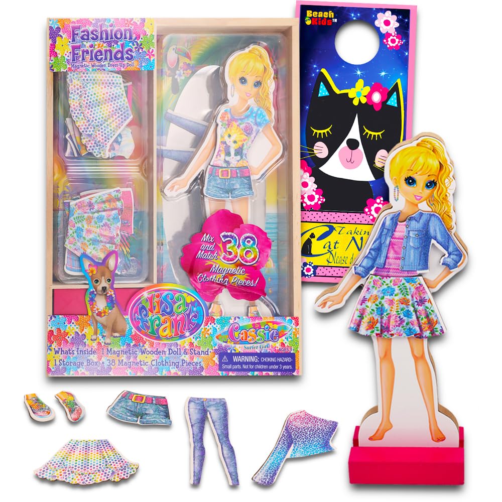Lisa Frank Paper Dolls Activity Set -- 1 Wooden Doll with Stand, 1 Storage Box with Over 30 Magnetic Clothing Pieces (Lisa Frank Party Supplies)