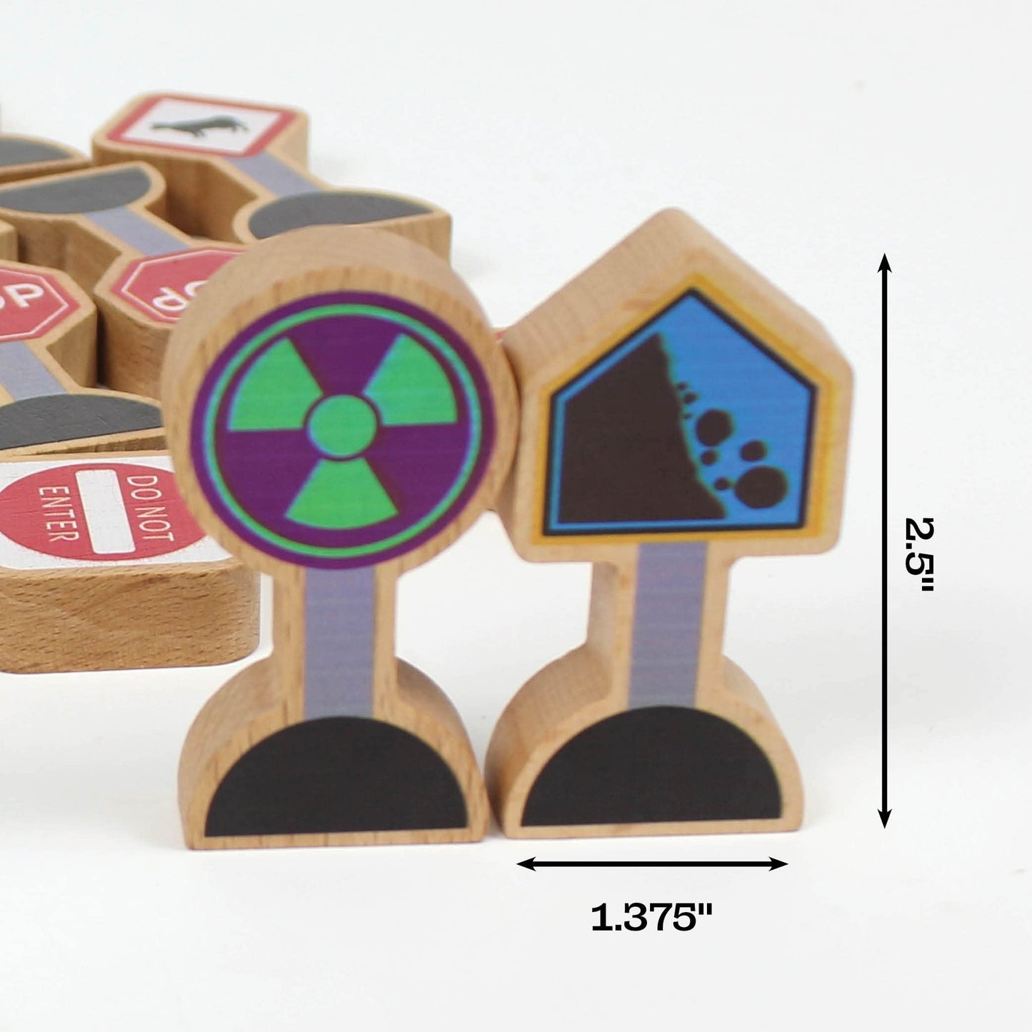 15-Piece Wooden Traffic Signs for Kids – Play Mats, Toy Cars & Trains, Educational Road Signs, Zany Trains Series 2