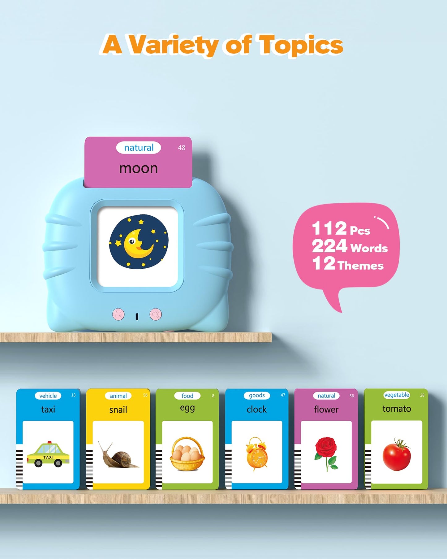 Airbition Talking Flash Cards for Toddlers Ages 1-4 – Montessori Language Learning, 224 Words, Speech Therapy & Sensory Educational Toy