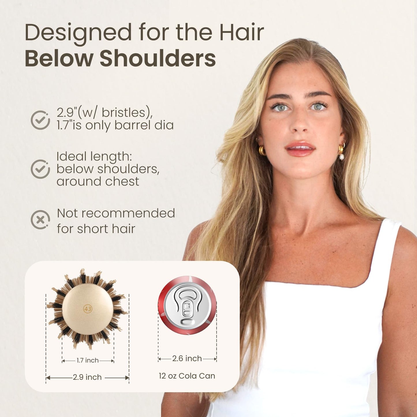 AIMIKE 2.9" Round Brush for Blowouts – Nano Thermal Ceramic & Ionic Hair Brush with Boar Bristles for Blow Drying, Curling & Smooth Shine