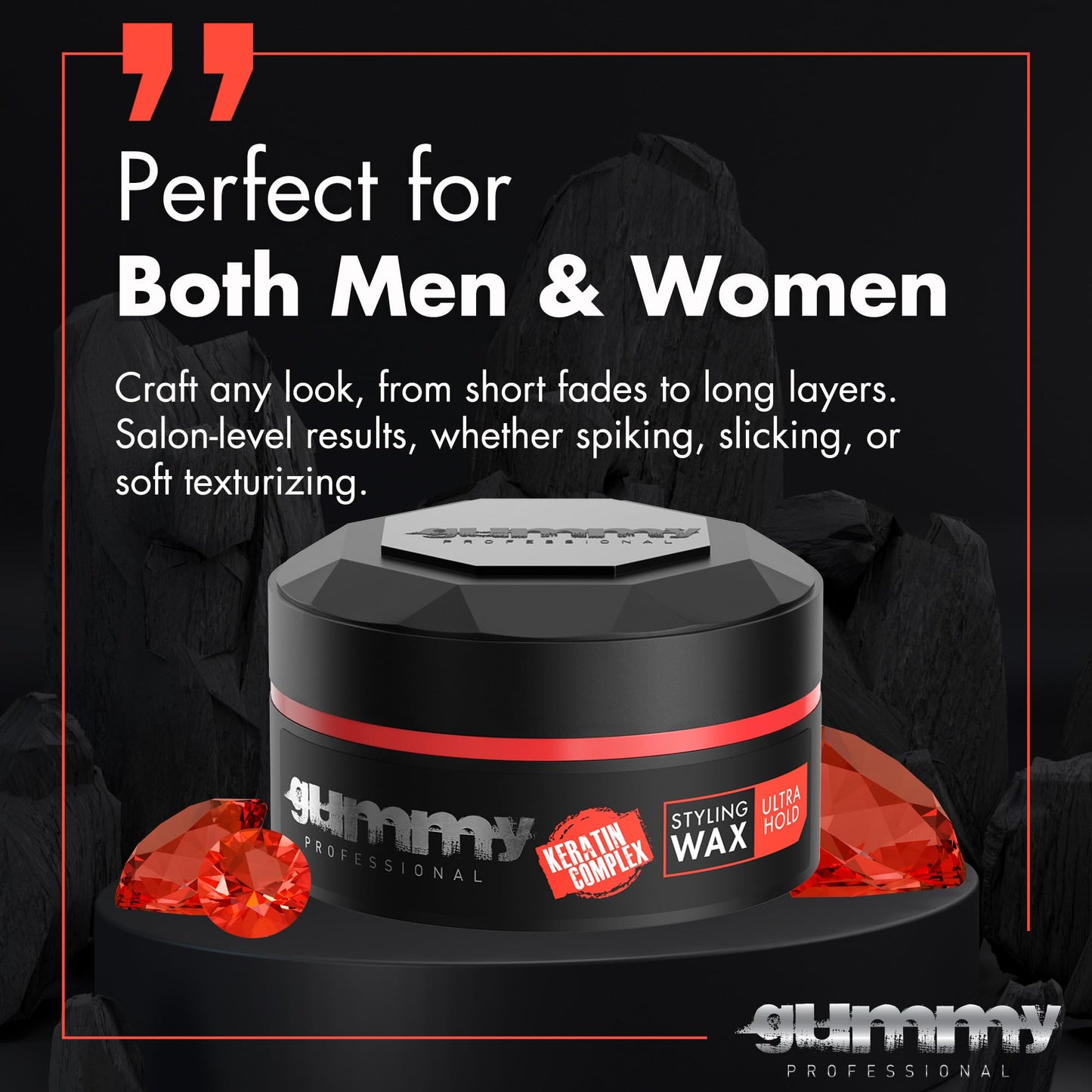 Gummy Professional Hair Wax for Men – Ultra Hold Water-Based Pomade with Provitamin B5 & Keratin – Texturizing Clay Paste, Alcohol-Free, 150ml