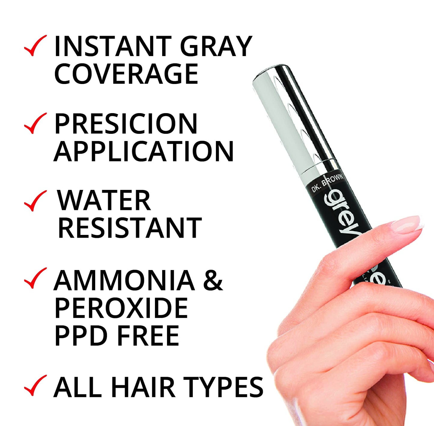 Root touch up, temporary hair color to cover gray hairlines, eyebrows, Mustache & Beards Greyfree 2 PACK (LIGHT BROWN)