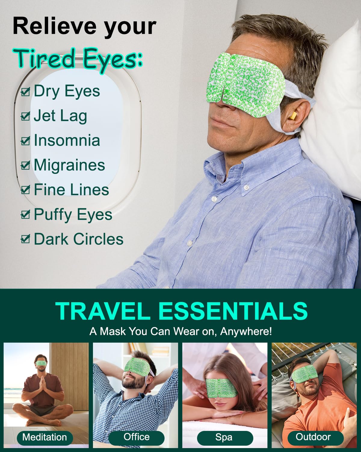 16 Pack Steam Eye Masks for Dry Eyes โ Self-Heating Warm Compress for Fatigue & Puffiness Relief, Disposable Spa Eye Masks for Travel & Relaxation, Unscented