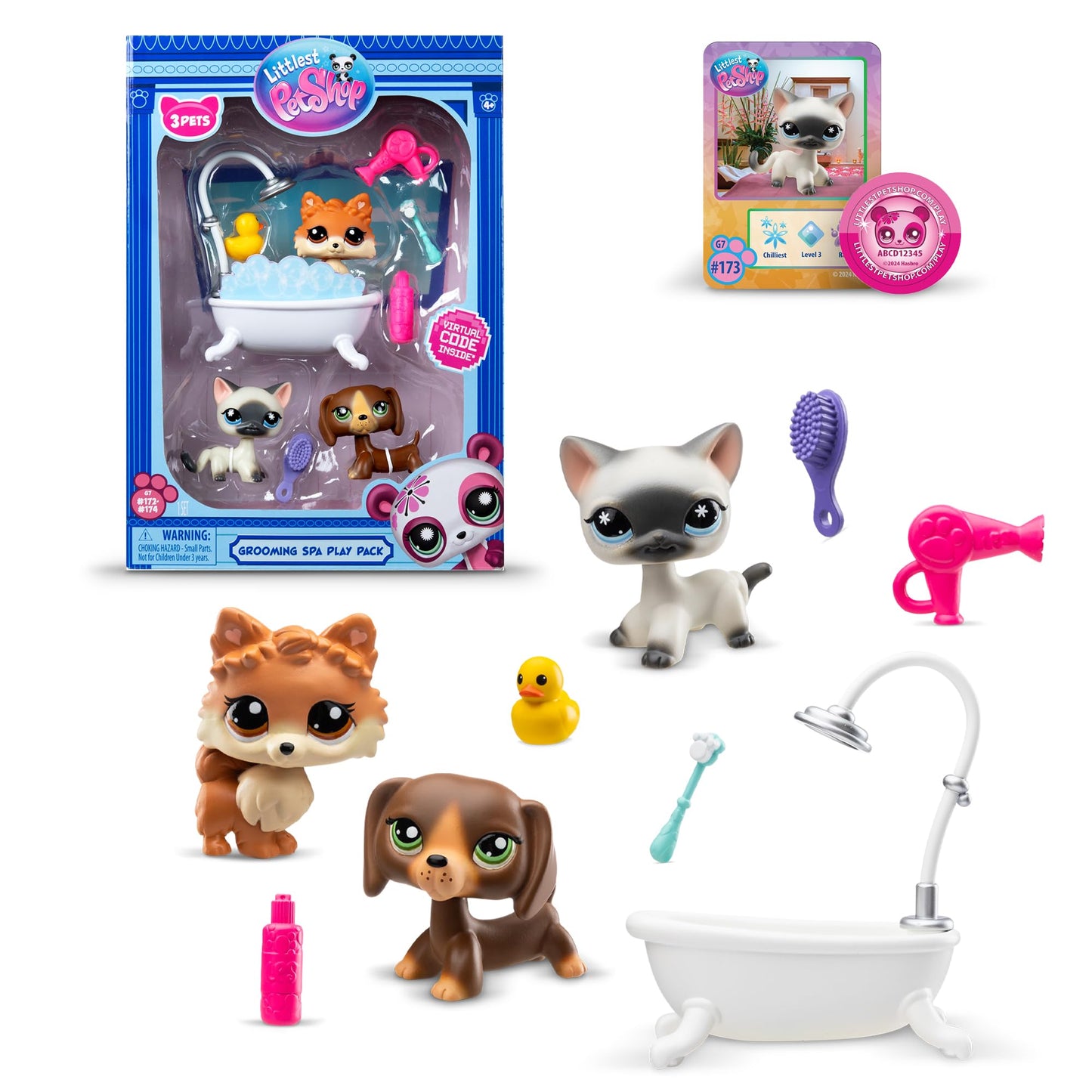 Littlest Pet Shop - Grooming Spa Play Pack, Gen 7 Authentic LPS Bobble Head Toy Figure, Collectible Toy Animal, Ages 4+